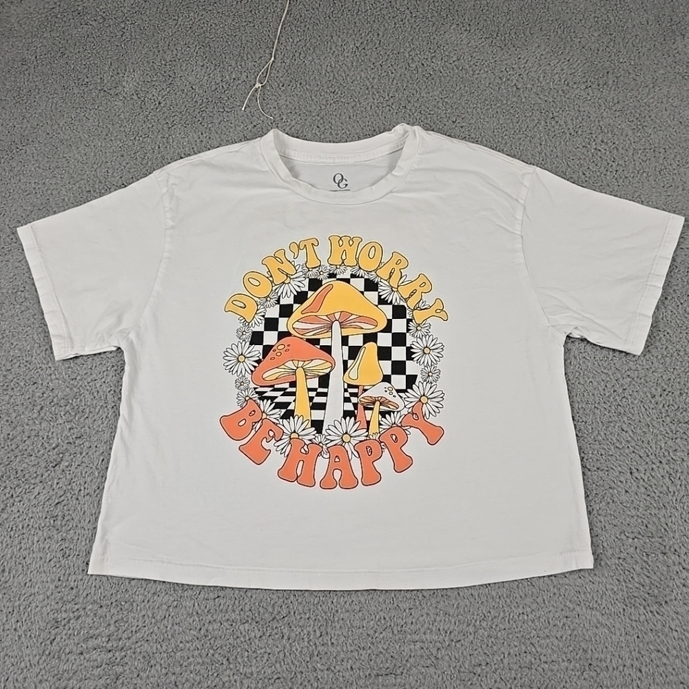 Women's Organic Generation Size  M 100% Cotton T-shirt "don't worry,  be happy "